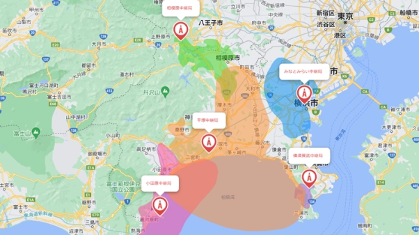 電波中継局から受信する