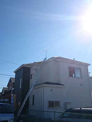 松戸市古ヶ島にてテレビアンテナ工事