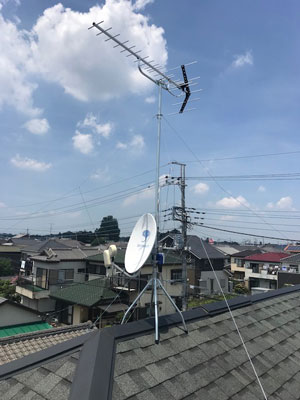 野田市中野台にてテレビアンテナ工事