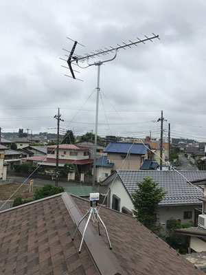 水戸市東台にてテレビアンテナ工事
