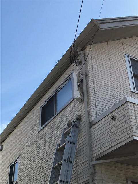 日野市多摩平にてテレビアンテナ工事