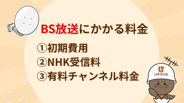 1,初期費用 2,NHK受信料 3,有料チャンネル料金