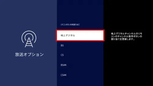番組表の種類をテレビに切り替える方法