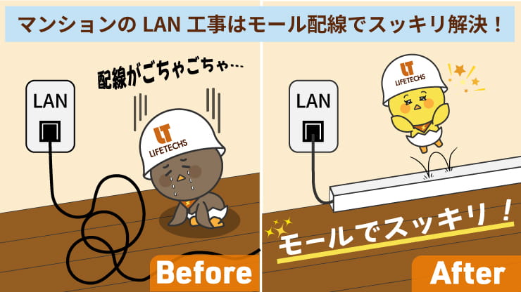配管なしマンションでも諦めない！モールを使った有線LAN配線工事