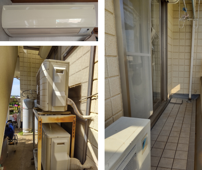 屋上にある室外機の写真
